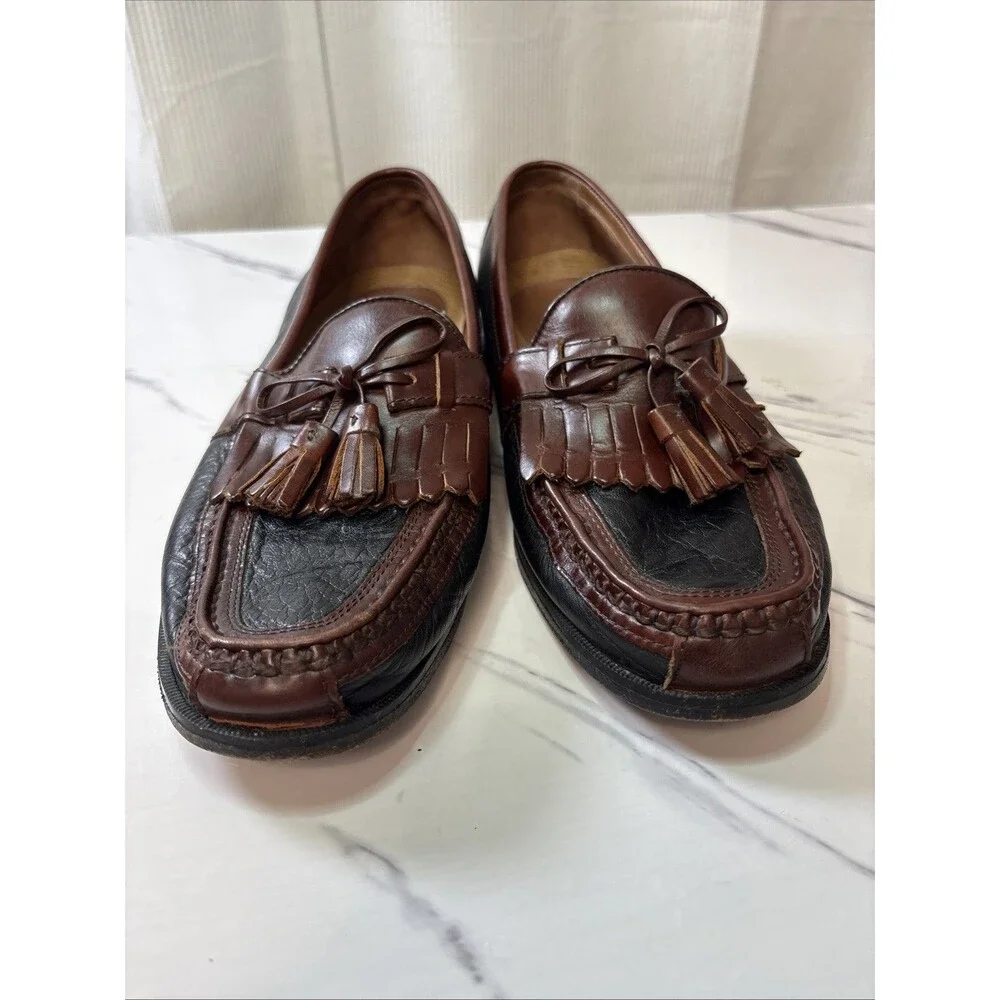 Johnston & Murphy Aragon Il Kiltie Tassel Loafer Men's 10M Brown Black Shoe